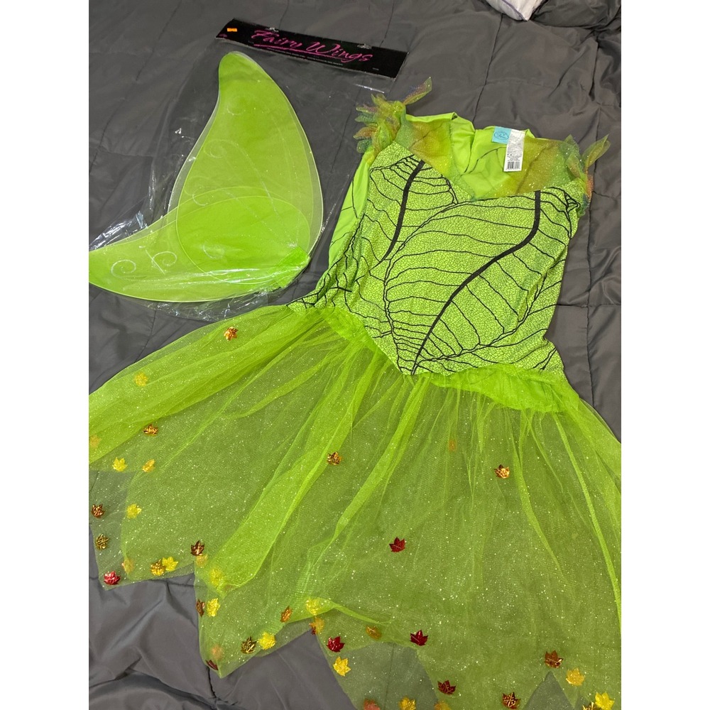 Green Plus Forest Fairy Costume Set Glitter Wings Leaf Dress 16W-20W Ren Faire